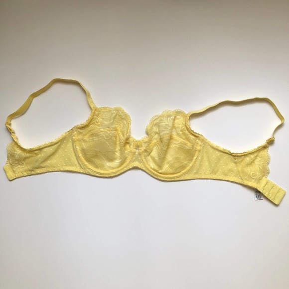 Wacoal Classic Yellow Sheer Lace Unlined Full Coverage Bra 855115 32DD/32E - Picture 2 of 12